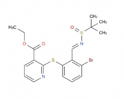 ethyl (E)-2-((3-bromo-2-(((tert-butylsulfinyl)imino)methyl)phenyl)thio)nicotinate