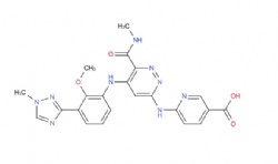 6-((5-((2-methoxy-3-(1-methyl-1H-1,2,4-triazol-3-yl)phenyl)amino)-6-(methylcarbamoyl)pyridazin-3-yl)amino)nicotinic acid