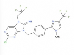2-chloro-9-(4-(1-methyl-4-(trifluoromethyl)-1H-imidazol-2-yl)benzyl)-7-(2,2,2-trifluoroethyl)-7,9-dihydro-8H-purin-8-imine