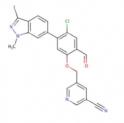 5-((4-chloro-2-formyl-5-(3-iodo-1-methyl-1H-indazol-6-yl)phenoxy)methyl)nicotinonitrile