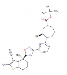 tert-butyl (S)-4-(4-(5-((S)-2-amino-3-cyano-4-methyl-4,5,6,7-tetrahydrobenzo[b]thiophen-4-yl)-1,2,4-oxadiazol-3-yl)pyrimidin-2-yl)-3-methyl-1,4-diazepane-1-carboxylate