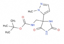 tert-butyl ((4-(1-methyl-1H-pyrazol-5-yl)-2,5-dioxoimidazolidin-4-yl)methyl)carbamate