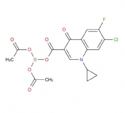 (acetyloxy)(7-chloro-1-cyclopropyl-6-fluoro-4-oxo-1,4-dihydroquinoline-3-carbonyloxy)boranyl acetate