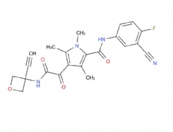 N-(3-cyano-4-fluorophenyl)-4-(2-((3-ethynyloxetan-3-yl)amino)-2-oxoacetyl)-1,3,5-trimethyl-1H-pyrrole-2-carboxamide