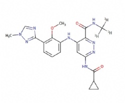 6-(cyclopropanecarboxamido)-4-((2-methoxy-3-(1-methyl-1H-1,2,4-triazol-3-yl)phenyl)amino)-N-(methyl-d3)pyridazine-3-carboxamide