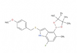 7-fluoro-2-((4-methoxybenzyl)thio)-5-methyl-4-(4,4,5,5-tetramethyl-1,3,2-dioxaborolan-2-yl)-1H-indole